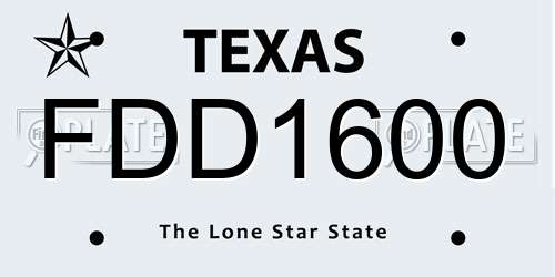 FDD1600 Texas License Plate