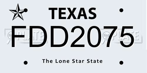 FDD2075 Texas License Plate