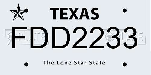 FDD2233 Texas License Plate