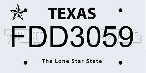 FDD3059 Texas License Plate