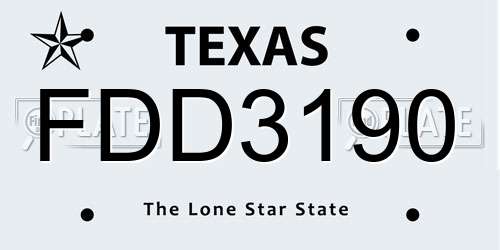 FDD3190 Texas License Plate