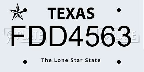 FDD4563 Texas License Plate