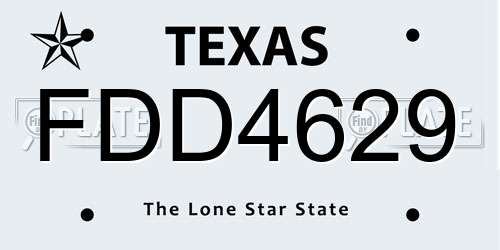 FDD4629 Texas License Plate