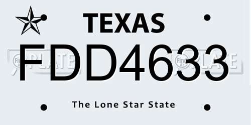 FDD4633 Texas License Plate