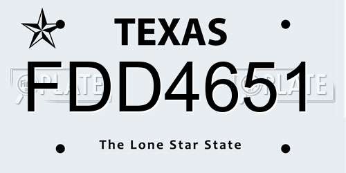 FDD4651 Texas License Plate
