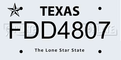 FDD4807 Texas License Plate