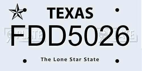 FDD5026 Texas License Plate