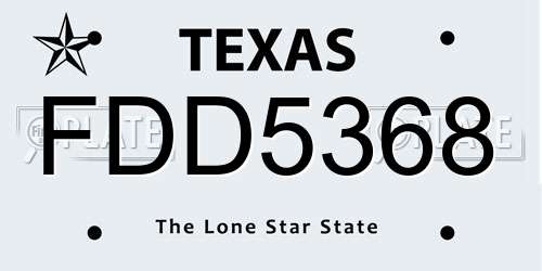 FDD5368 Texas License Plate
