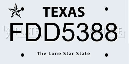 FDD5388 Texas License Plate