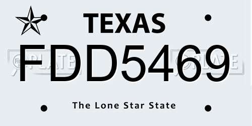 FDD5469 Texas License Plate