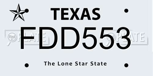 FDD553 Texas License Plate