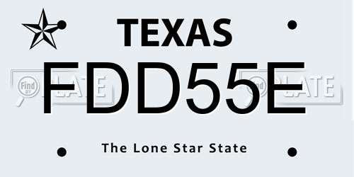 FDD55E Texas License Plate