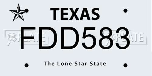FDD583 Texas License Plate