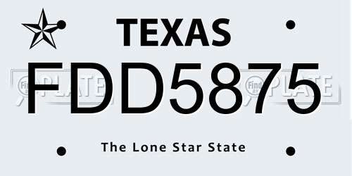 FDD5875 Texas License Plate