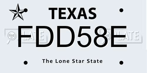 FDD58E Texas License Plate