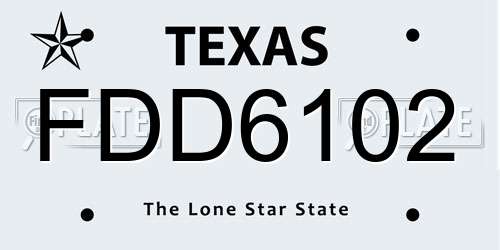 FDD6102 Texas License Plate
