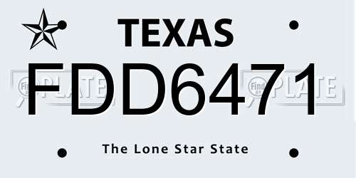 FDD6471 Texas License Plate