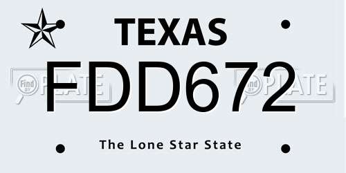 FDD672 Texas License Plate