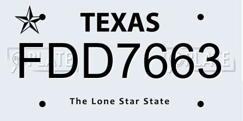 FDD7663 Texas License Plate