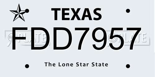 FDD7957 Texas License Plate