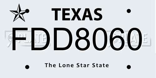 FDD8060 Texas License Plate