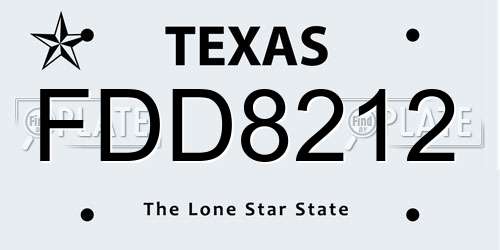 FDD8212 Texas License Plate
