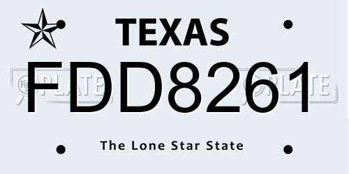 FDD8261 Texas License Plate