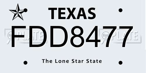 FDD8477 Texas License Plate