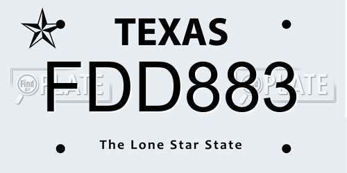 FDD883 Texas License Plate