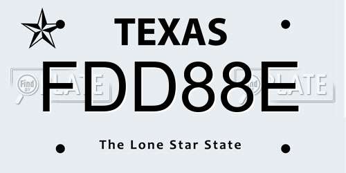 FDD88E Texas License Plate