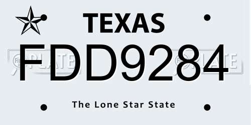 FDD9284 Texas License Plate