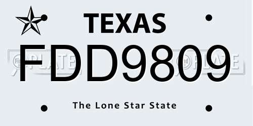 FDD9809 Texas License Plate