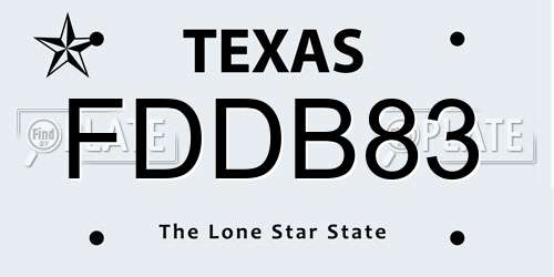 FDDB83 Texas License Plate