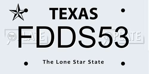FDDS53 Texas License Plate