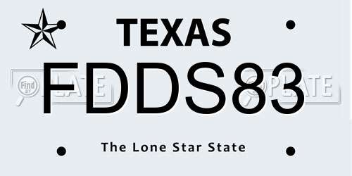 FDDS83 Texas License Plate