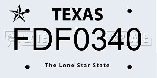 FDF0340 Texas License Plate