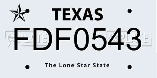 FDF0543 Texas License Plate