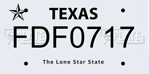 FDF0717 Texas License Plate