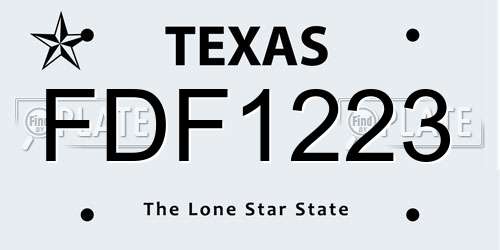 FDF1223 Texas License Plate