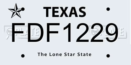 FDF1229 Texas License Plate