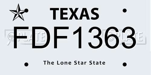 FDF1363 Texas License Plate