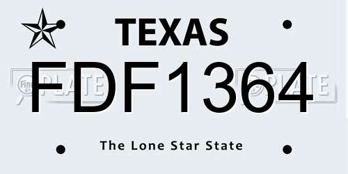 FDF1364 Texas License Plate