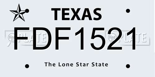 FDF1521 Texas License Plate