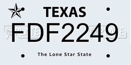 FDF2249 Texas License Plate