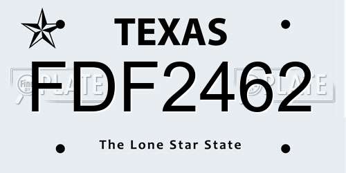 FDF2462 Texas License Plate