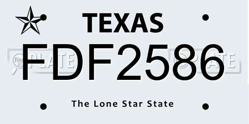 FDF2586 Texas License Plate