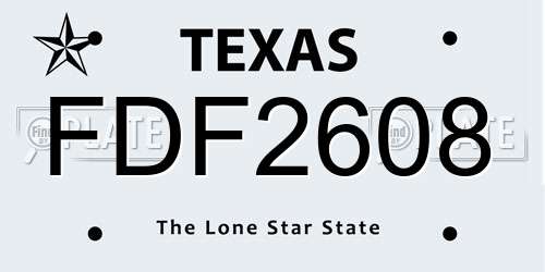 FDF2608 Texas License Plate