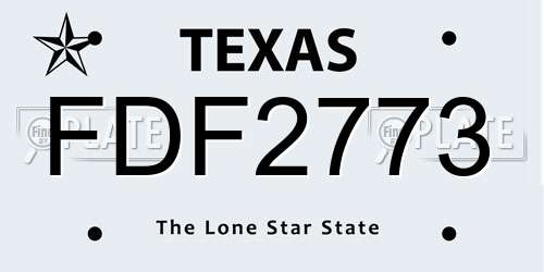 FDF2773 Texas License Plate