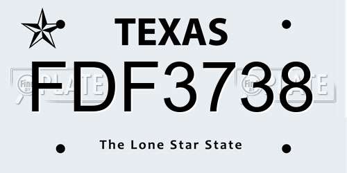 FDF3738 Texas License Plate