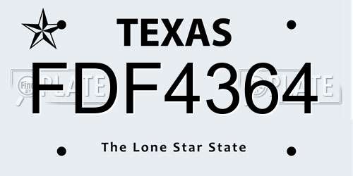 FDF4364 Texas License Plate